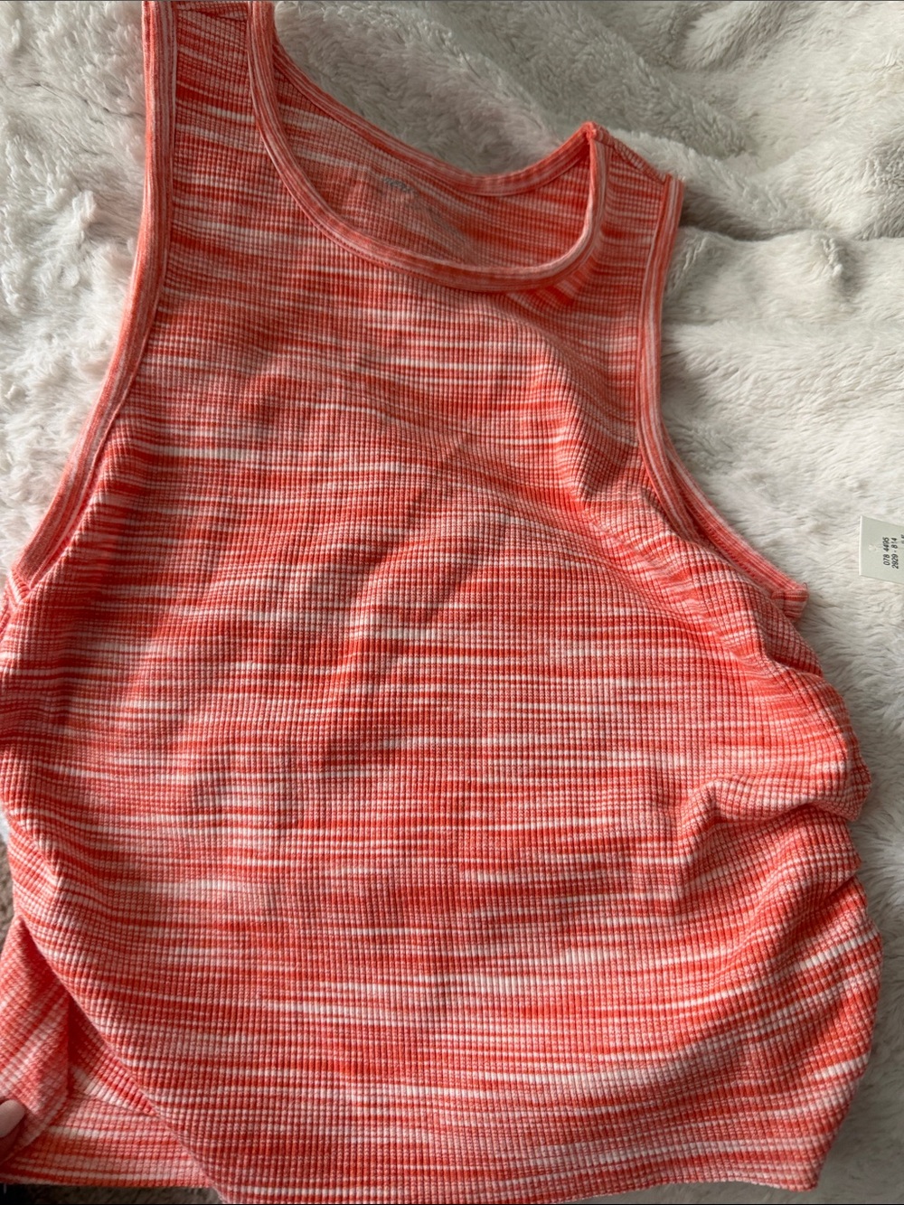 aerie Coral and White Ribbed Tank Top